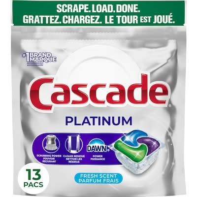 Cascade Capsules Pour Lave-Vaisselle Platinum, Détergent Pour Lave-Vaisselle, Savon Détergent Pour Vaisselle / Platinum Dishwasher Pods, Dishwasher Detergent, Dish Detergent Soap, Fresh, 13 Count 13.0 EA