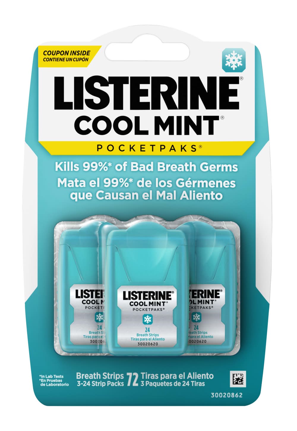 Listerine Pocketpaks Cool Mint Fresh Breath Strips (3 x 24 ct)