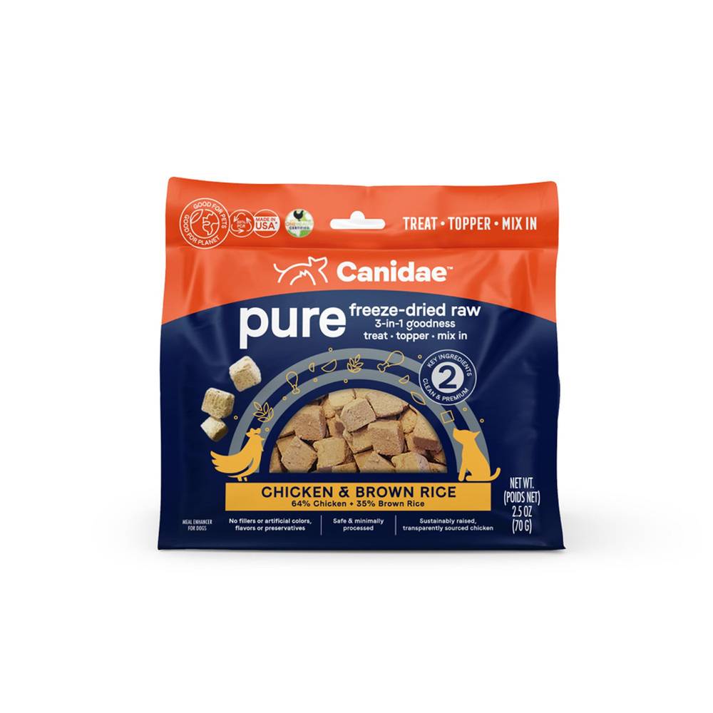 Canidae Pure 3-in-1 Goodness Freeze Dried Raw All Life Stage Dog Food Topper Treat - 2.5 Oz. (Flavor: Chicken & Brown Rice, Size: 2.5 Oz)