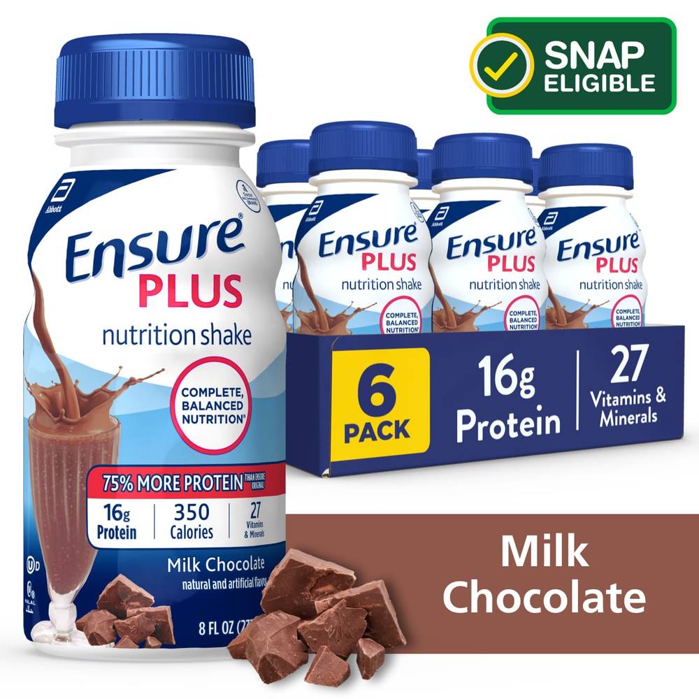 Ensure Plus Nutrition Chocolate Milk Shake (6 ct, 8 fl oz)