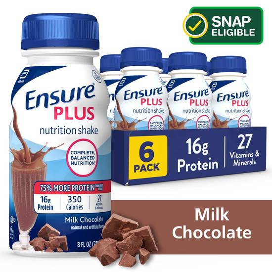 Ensure Plus Nutrition Chocolate Milk Shake (6 ct, 8 fl oz)