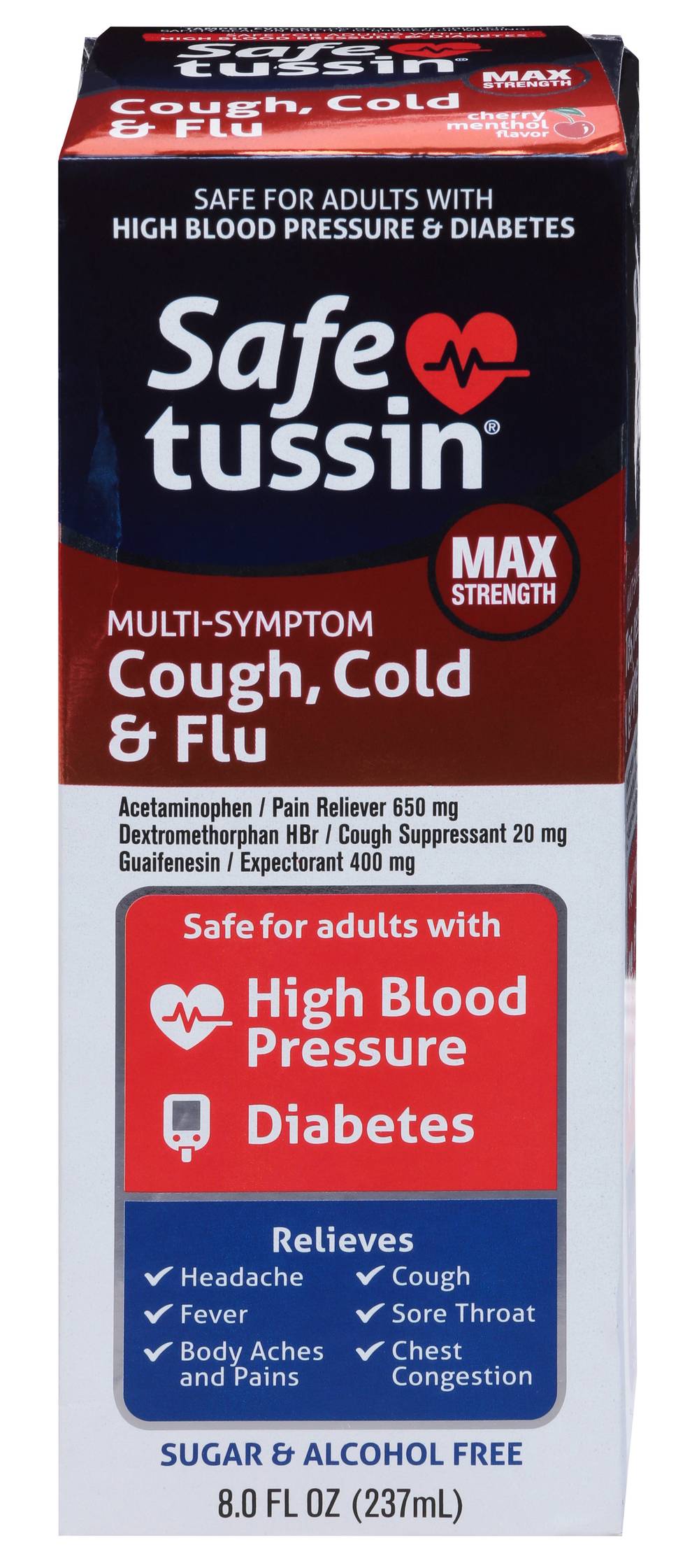 Safetussin Multi-Symptom Max Strength Cough, Cold & Flu (8 fl oz)