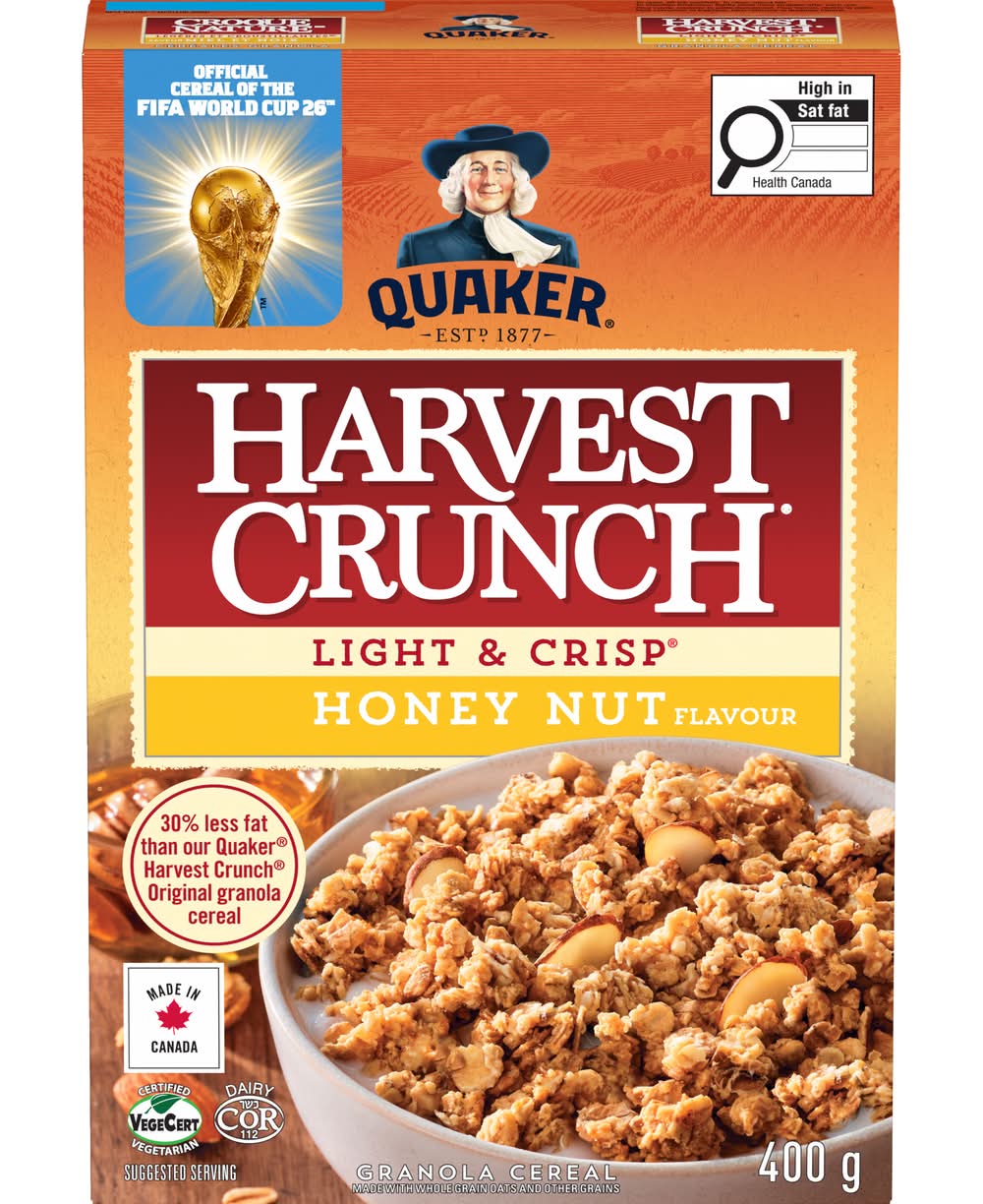 Quaker Harvest Crunch Light & Crisp Granola Cereal, Honey Nut (400 g)