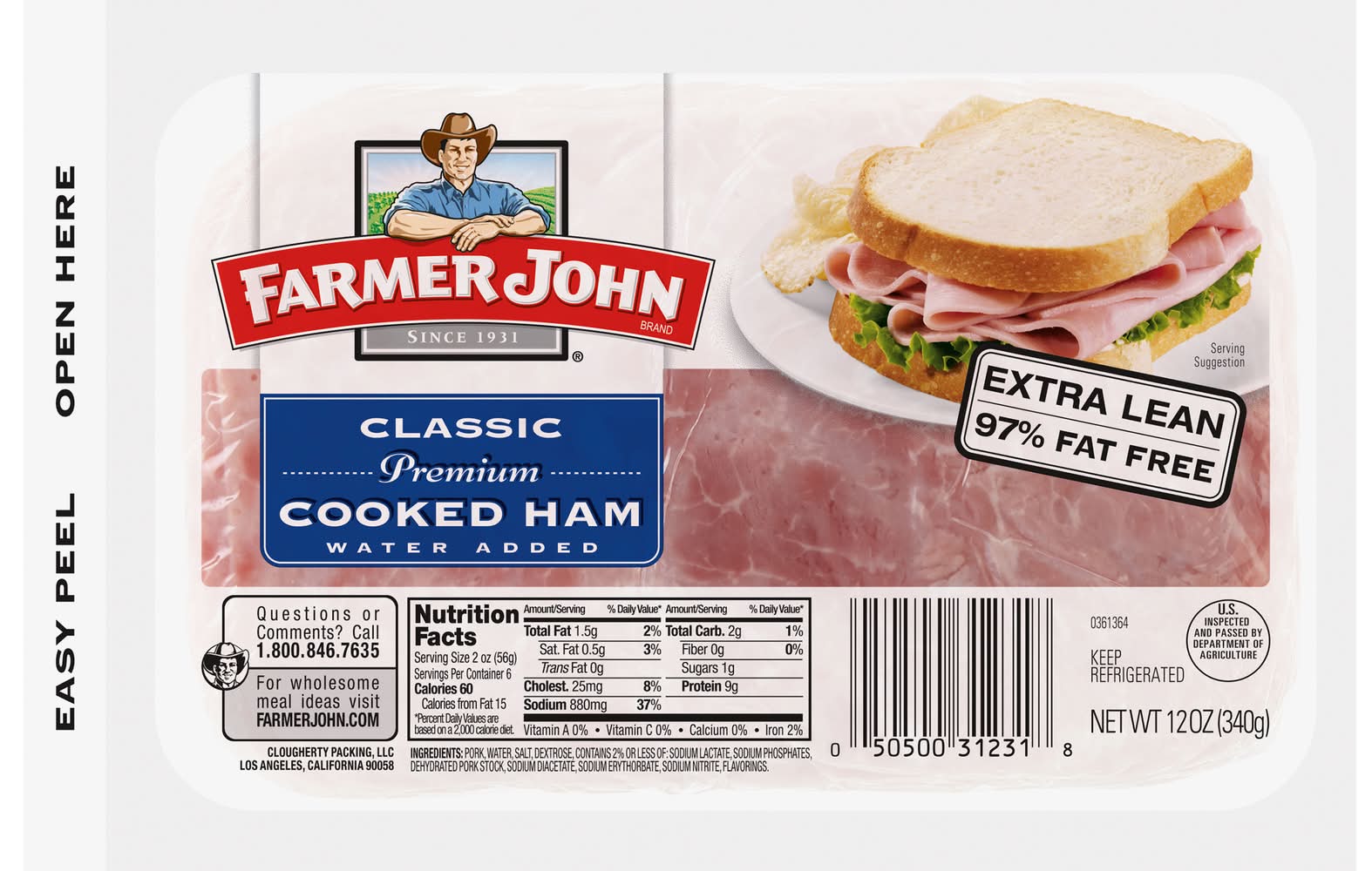 Farmer John Classic Premium Cooked Ham (12 oz)