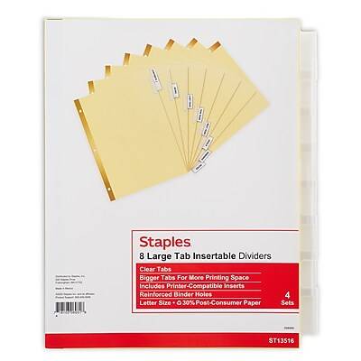 Staples Clear Large Tab Insertable Dividers