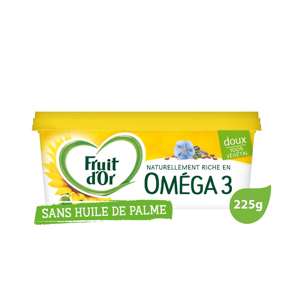 Fruit d'Or - Margarine oméga 3 doux sans huile de palme et 100% végétal (225g)