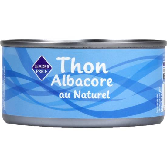 Thon albacore au naturel Leader price 190g