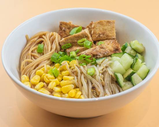shanghai scallion noodles with griddled tofu