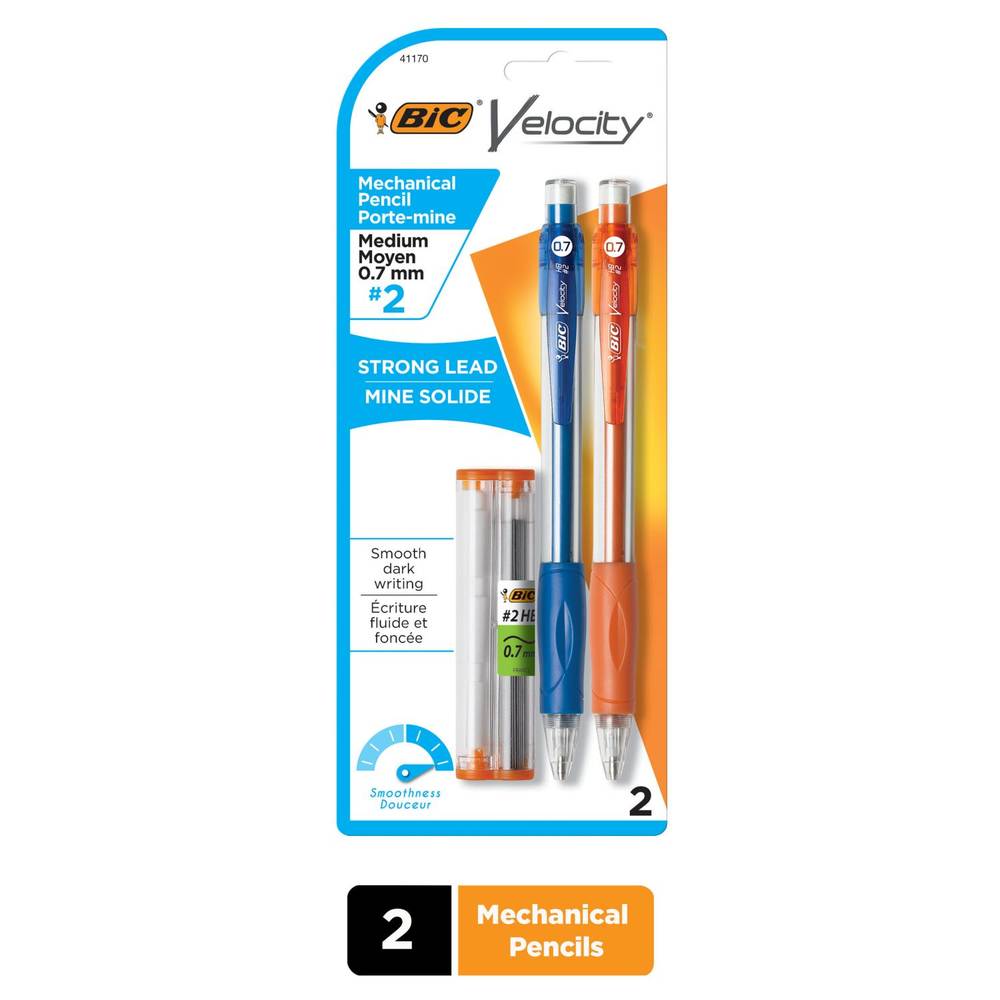 Bic Velocity Mechanical Pencils With Colorful Barrel, Medium Point (0.7Mm), 2 Ct