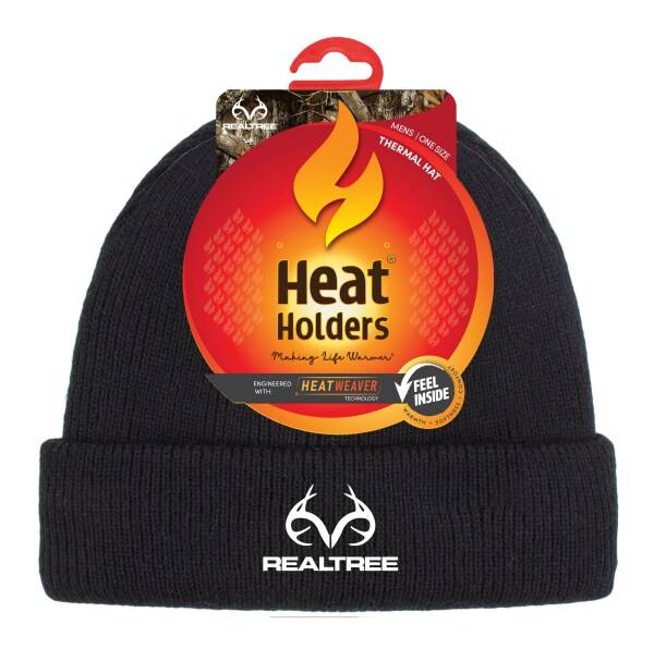 Heat Holders® REALTREE Mens Oran Roll-Up Knit Thermal Hat, Black  One Size