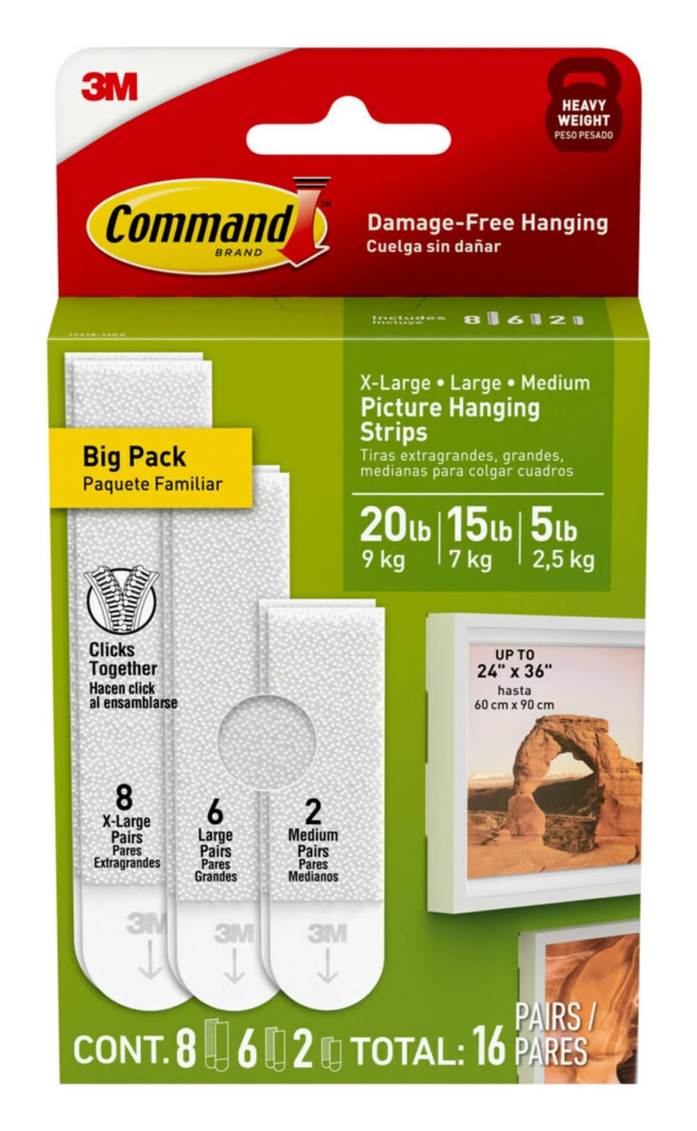 Command Foam 20-lb Capacity Damage-free picture hanger 16 - Pack