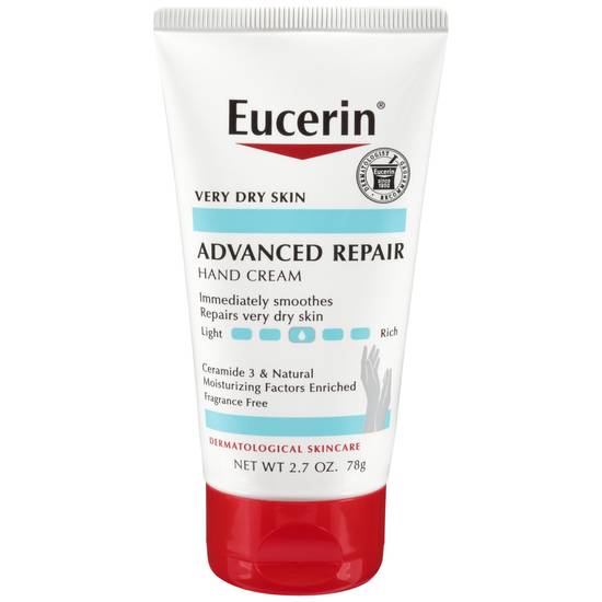 Eucerin Advanced Repair Hand Cream, Fast Absorbing Hand Lotion, Use After Hand Washing, 2.7 OZ