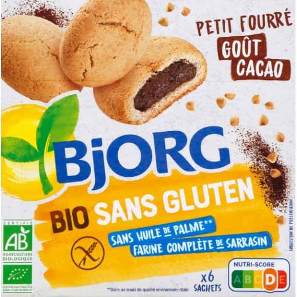 Bjorg - Biscuits fourrés sans gluten bio, cacao (6)