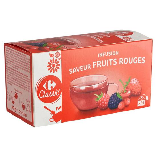 Carrefour Classic'' Infusion Saveur Fruits Rouges 25 x 1.6 g