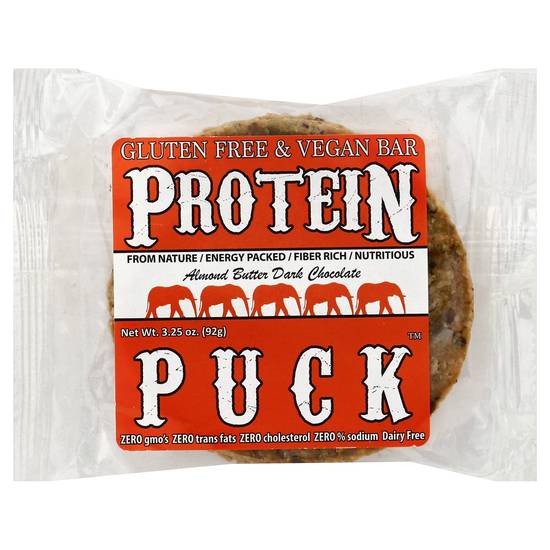 Protein Puck Vegan Gluten Free Almond Butter Dark Chocolate Bar