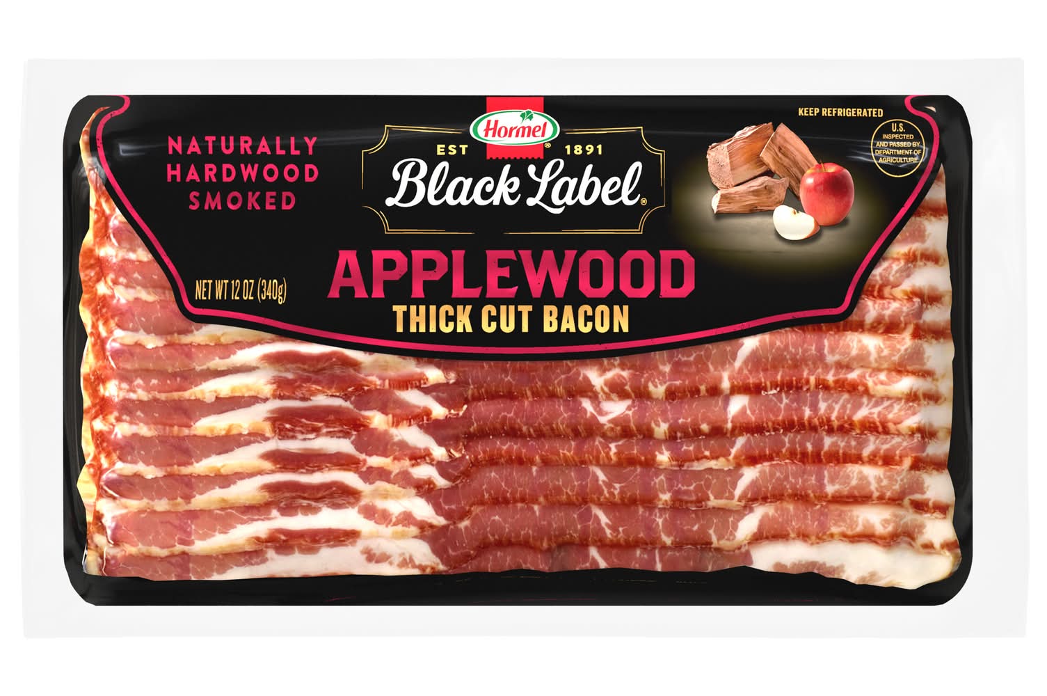 Hormel Black Label Smoked Thick Cut Bacon, Applewood (12 oz)