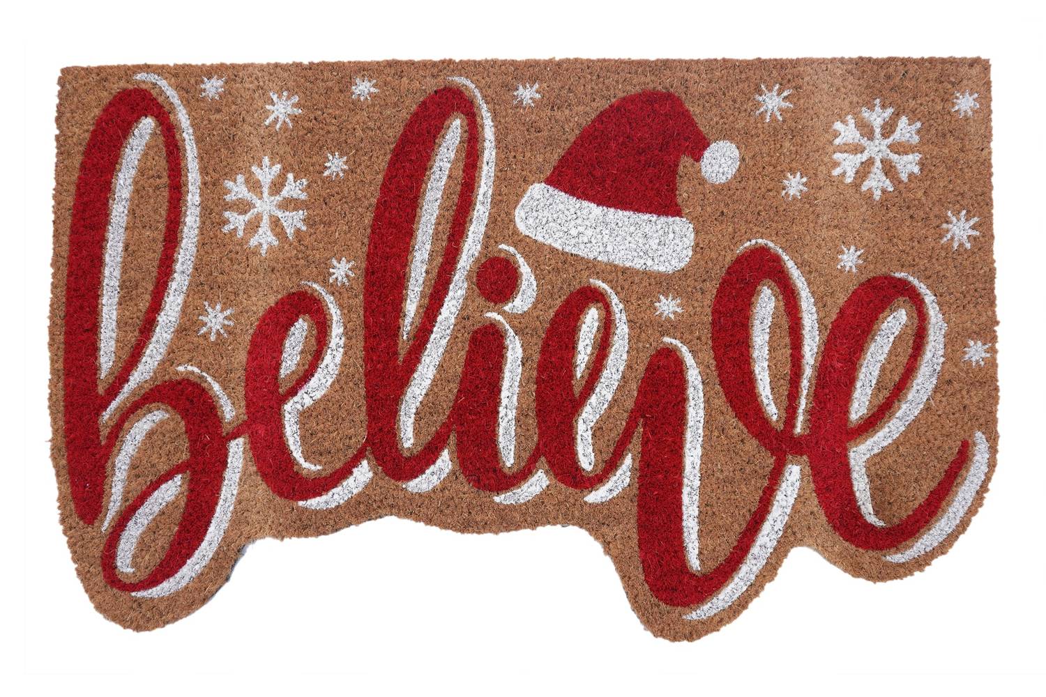 Holiday Living 1-1/2-ft x 2-1/2-ft Natural Coir/Latex Irregular Indoor or Outdoor Decorative Door Mat | WG-Q424-BELIEVE