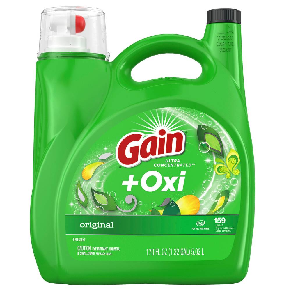 Gain +Oxi Liquid Laundry Detergent, Original, 159 Loads, 170 fl oz