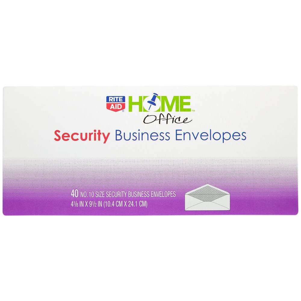 Rite Aid Home Office Security Business Envelopes (40 ct) (10.4 cm x 24.1 cm)
