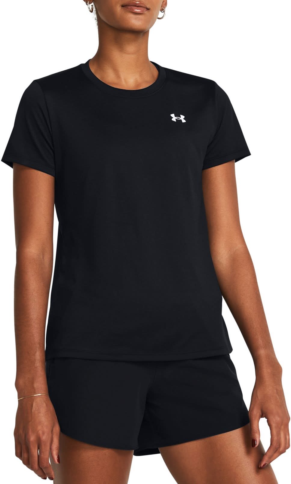 Under Armour Women's Tech Crew T-Shirt (Black/White, M)