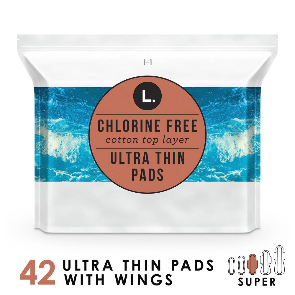 L. Chlorine Free Ultra Thin Pads, Organic Cotton, Super, 42 Ct