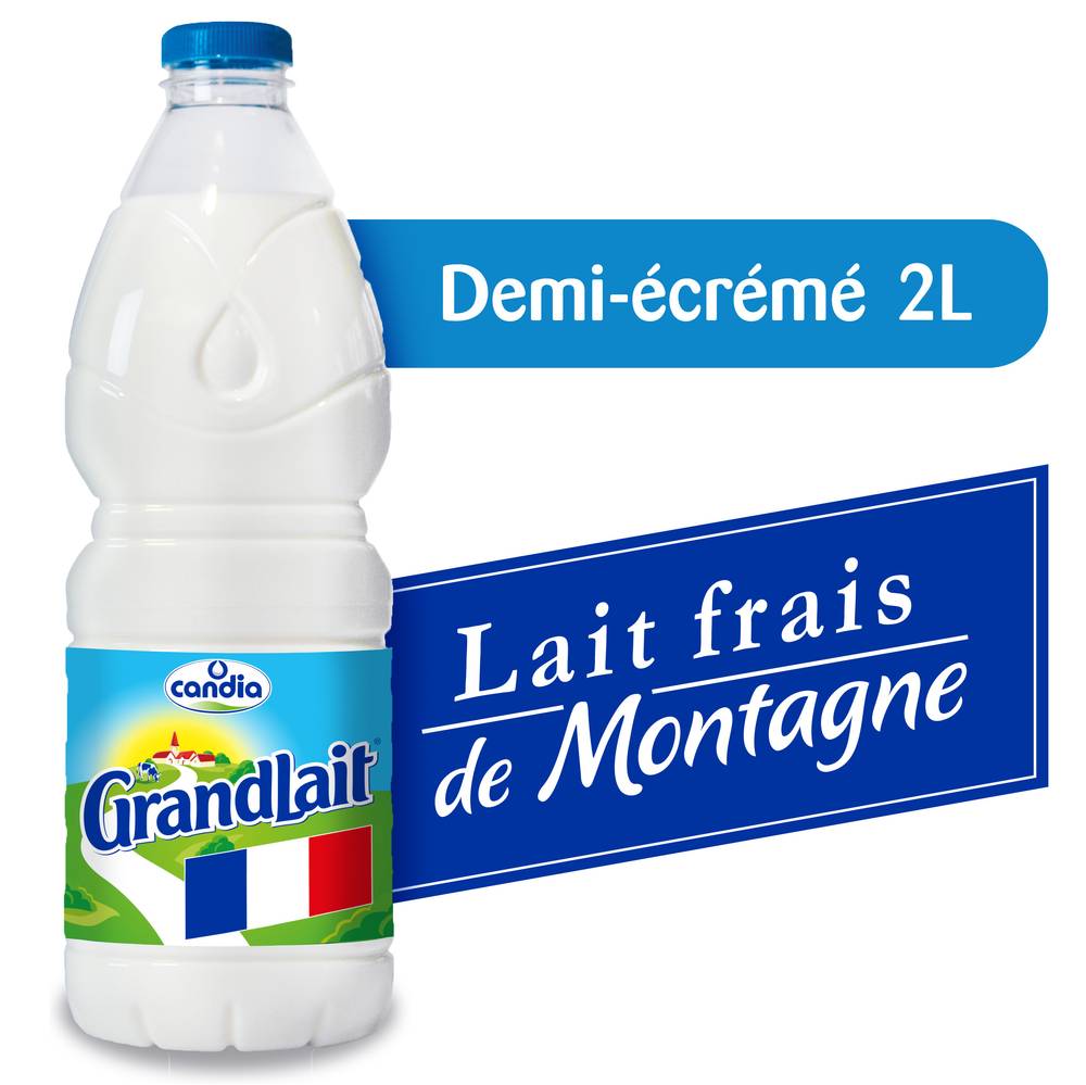 Candia - Lait frais pasteurisé demi ecrémé (2L)