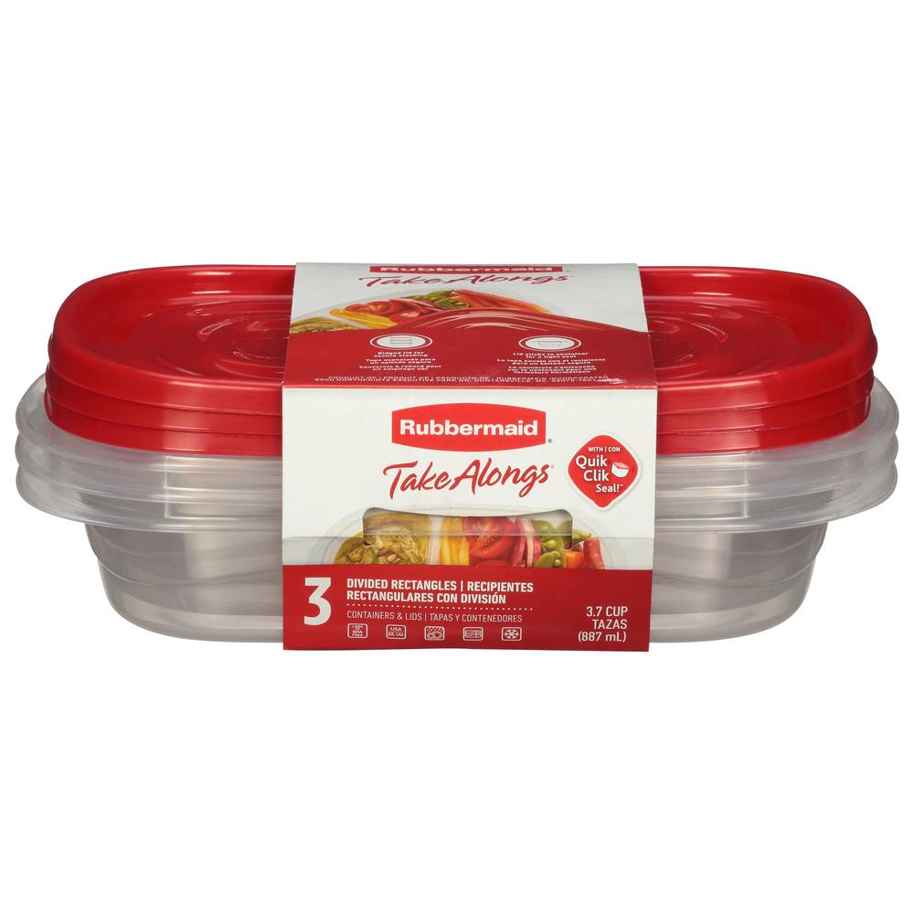 Rubbermaid Takealongs Divided Rectangular Food Storage Containers & Lids