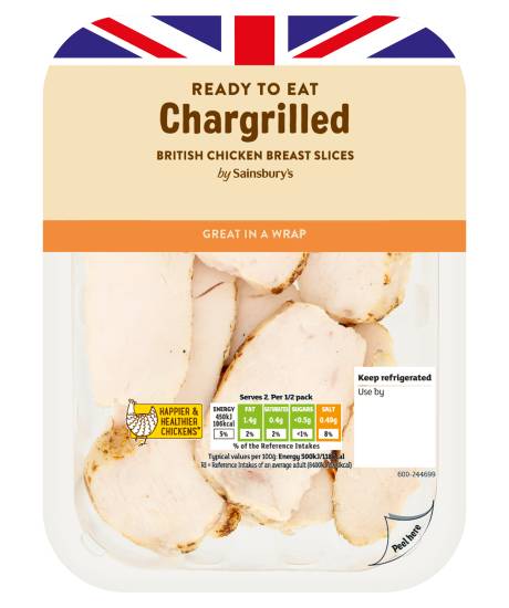 Sainsbury's Chargrilled British Chicken Breast Slices (180g)
