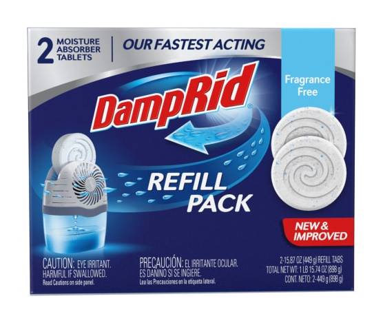 DampRid Fragrance Free Drop-In Tab Moisture Absorber Refills (2 pack)