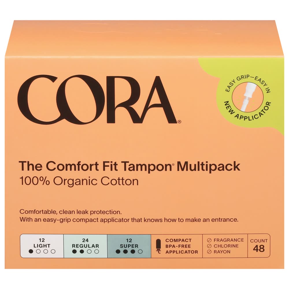 Cora The Comfort Fit 100% Organic Cotton Tampons (48 ct)