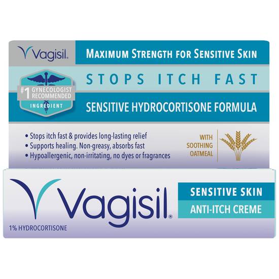 Vagisil Maximum Strength Anti-Itch Vaginal Creme, Sensitive Skin Formula, 1 OZ
