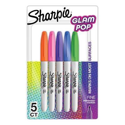 Sharpie Glam Pop Fine Permanent Markers, Assorted (5 ct)