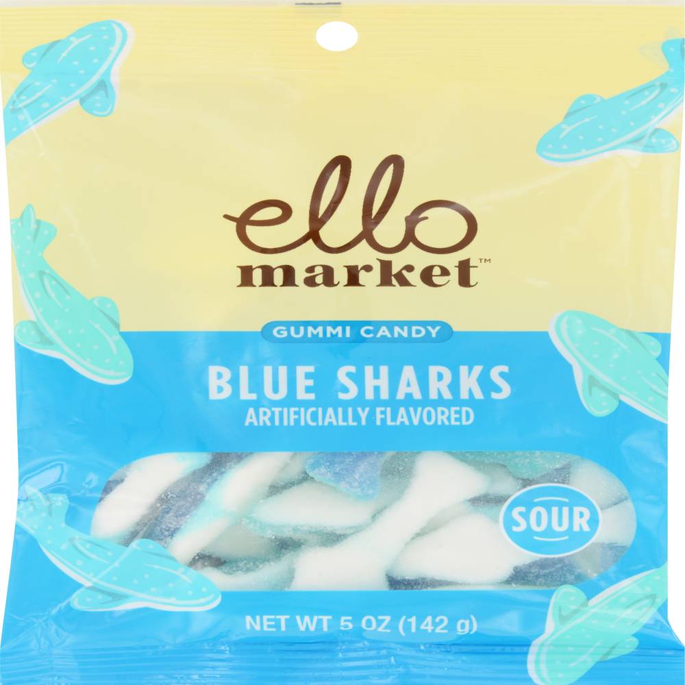 Ello Market Gummi Candy, Blue Sharks (5 oz)