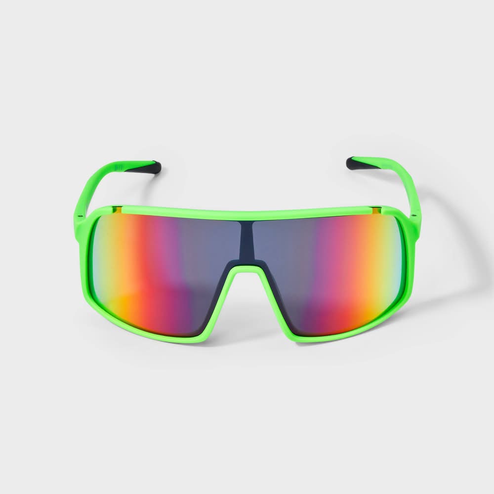 All In Motion Mirrored Lenses Uv Protection Rubberized Plastic Shield Sunglasses