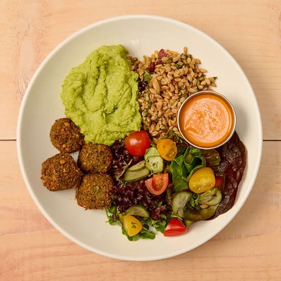 happier vegan with falafel