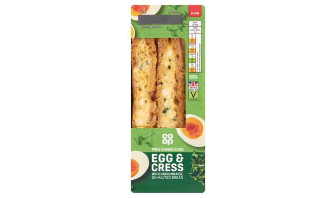 Co-op Egg & Cress with Mayonnaise on Malted Bread