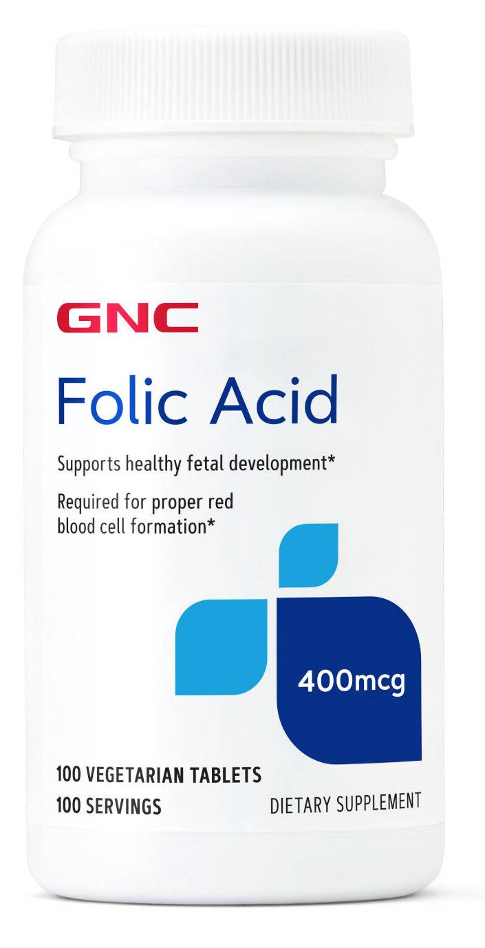 GNC Folic Acid 400mcg Vegetarian Tablets (100 ct)