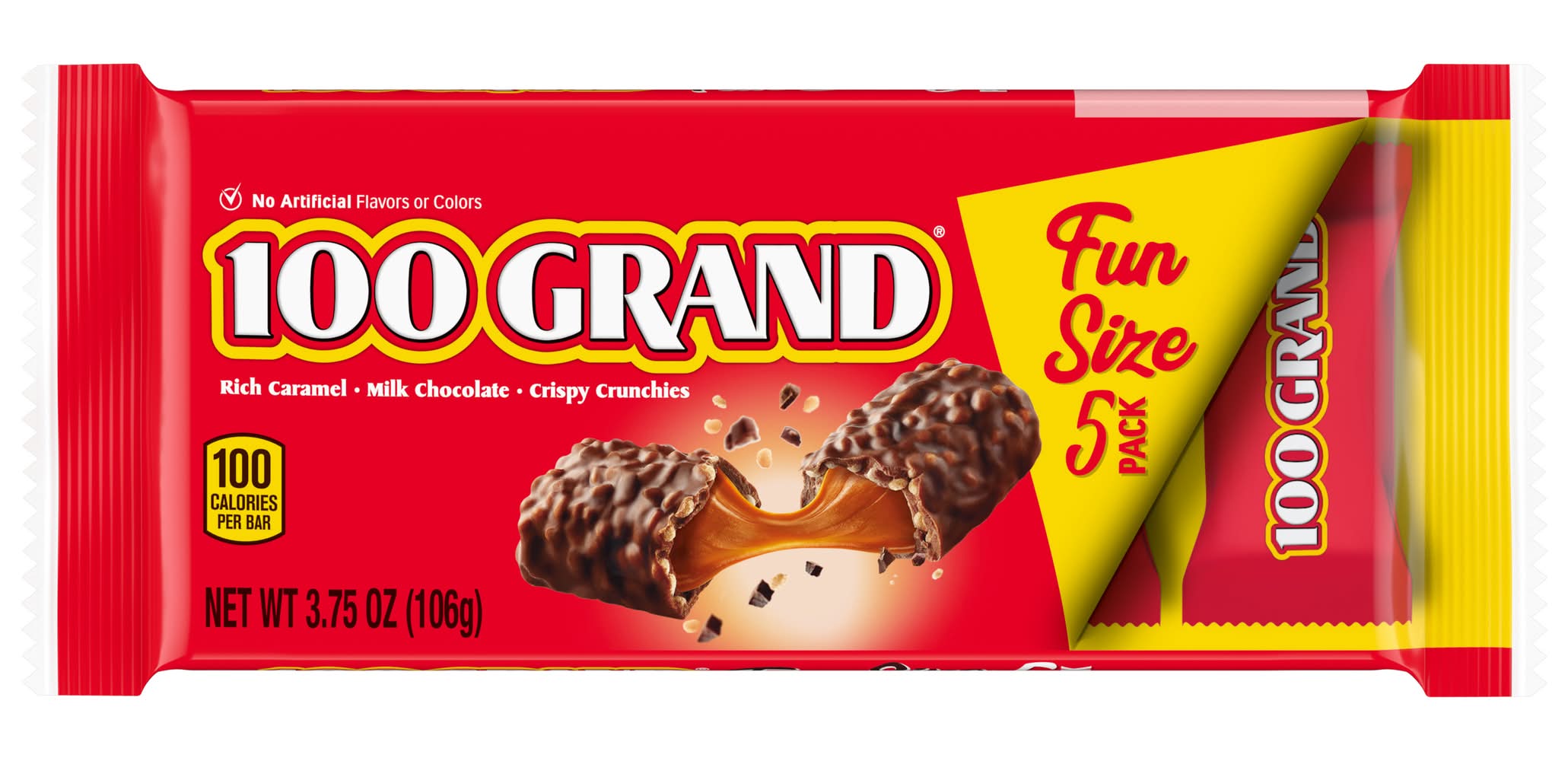 100 Grand Chocolate Bar Fun Size, Rich Caramel (3.75 oz, 5 ct)