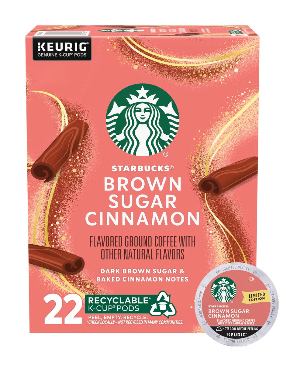 Starbucks Keurig Medium Dark Roast Coffee Pods, Brown Sugar Cinnamon (8.1 oz, 22 ct)