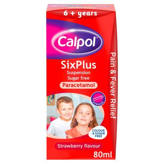 Calpol Six Plus Sugar Free Paracetamol Medication 6+ Years Strawberry Flavour Suspension