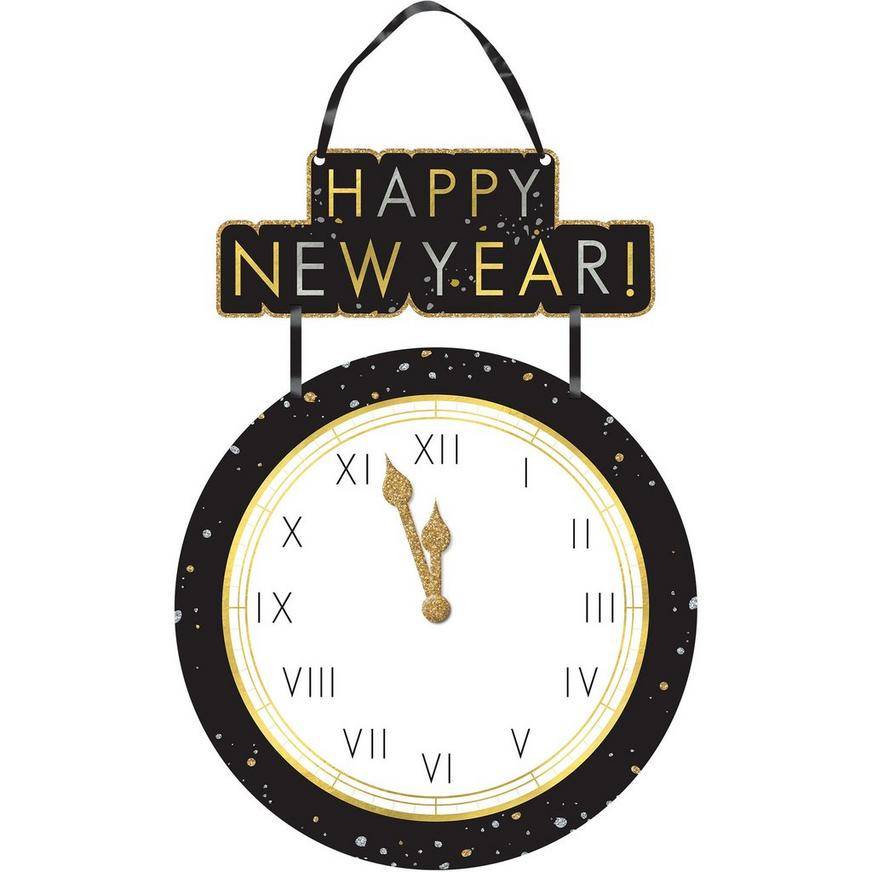 Countdown to Midnight Hanging MDF Clock Decoration, 12in x 16.5in