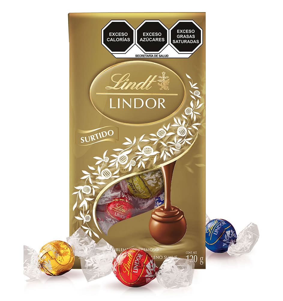 Lindt · Lindor surtido de trufas de chocolate con relleno suave, amargo-avellana-leche (120 g)
