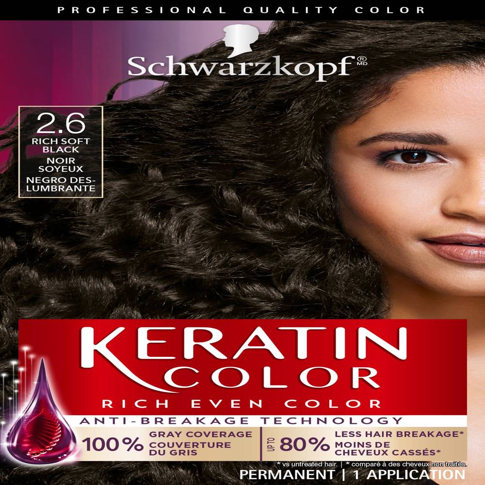 Schwarzkopf Keratin Permanent Hair Color, 2.6 Rich Black