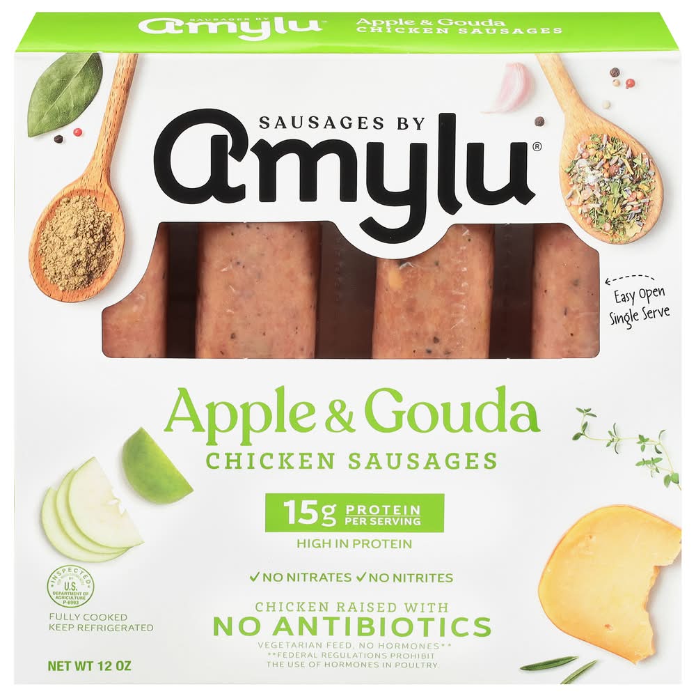 Amylu Foods Chicken Sausage, Apple & Gouda (12 oz)