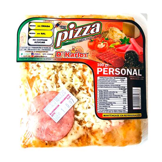 Pizza Personal D´Karlos 100 Gr