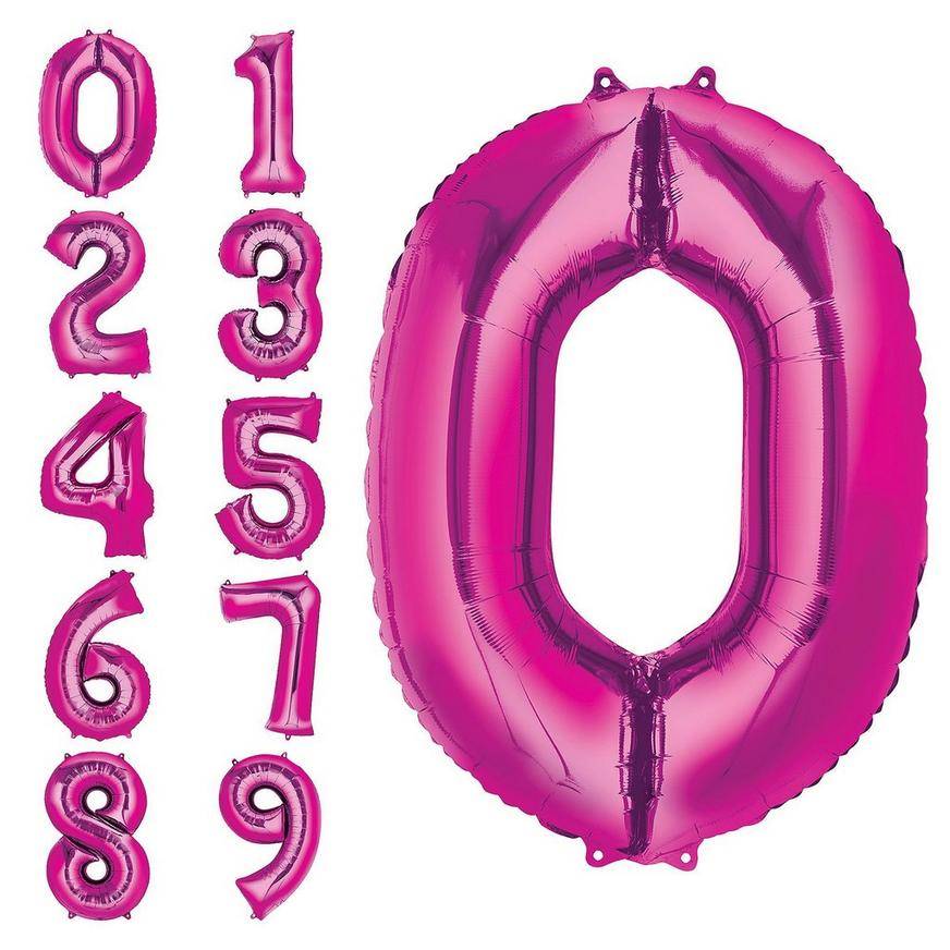 Party City Bright 0 Number Balloon (34 in/pink)