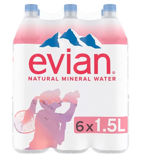 Evian Natural Mineral Water (6 x 1.5L)