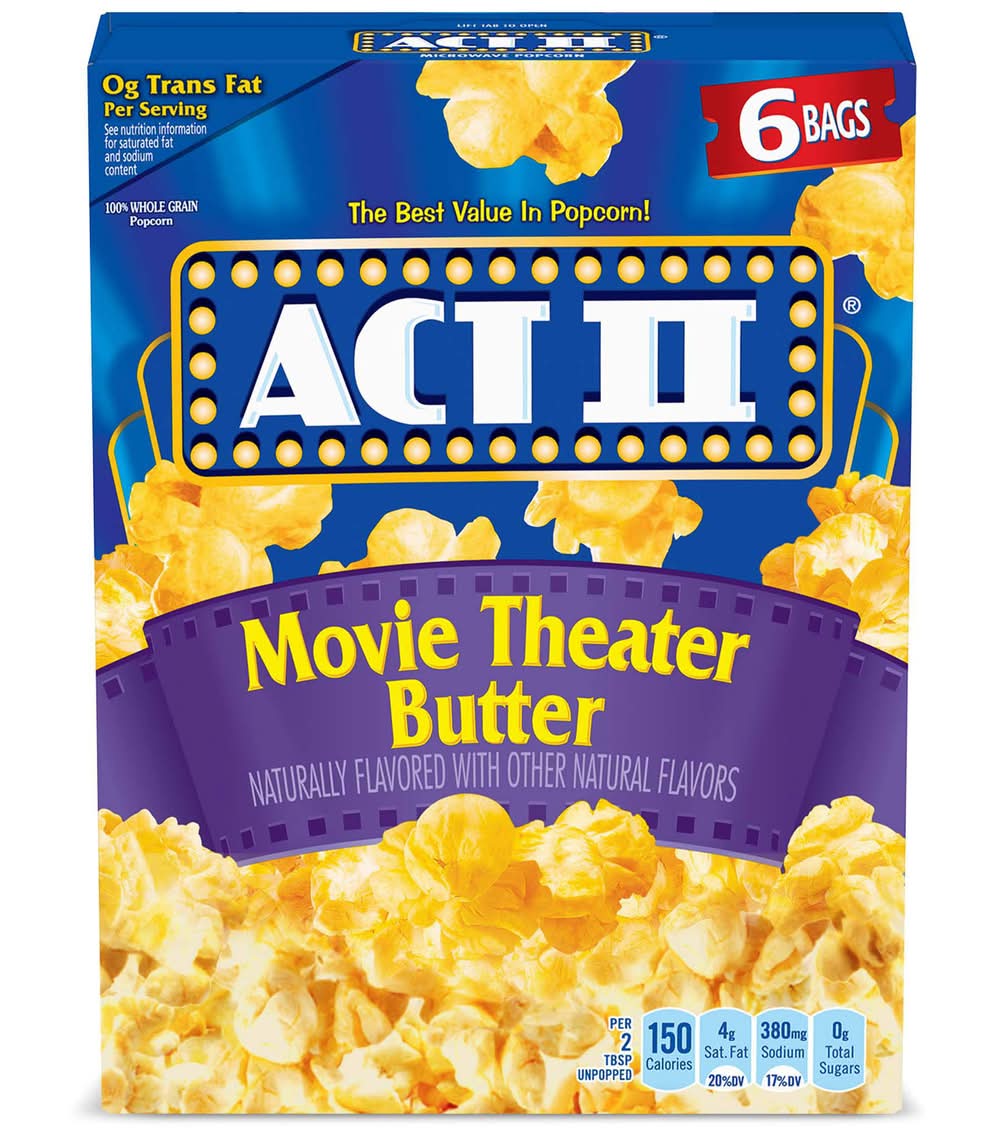 Act II Microwave Popcorn Bags, Butter (16.5 oz, 6 ct)