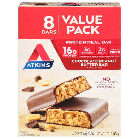 Atkins Chocolate Peanut Butter Protein Bar Value pack (8 x 2.1 oz)