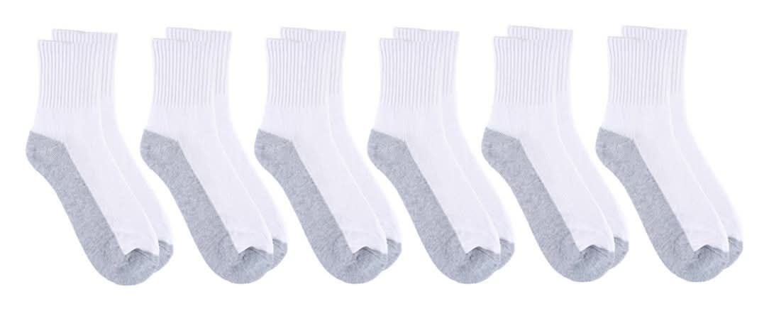 Zone Pro Men'S Half Cushion Mid Crew Socks White Shoe Size 6-12 6 Pk